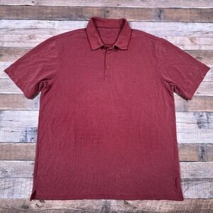 Bugatchi Mens Polo Shirt Burgundy Red Large Short Sleeve Modal Blend Casual